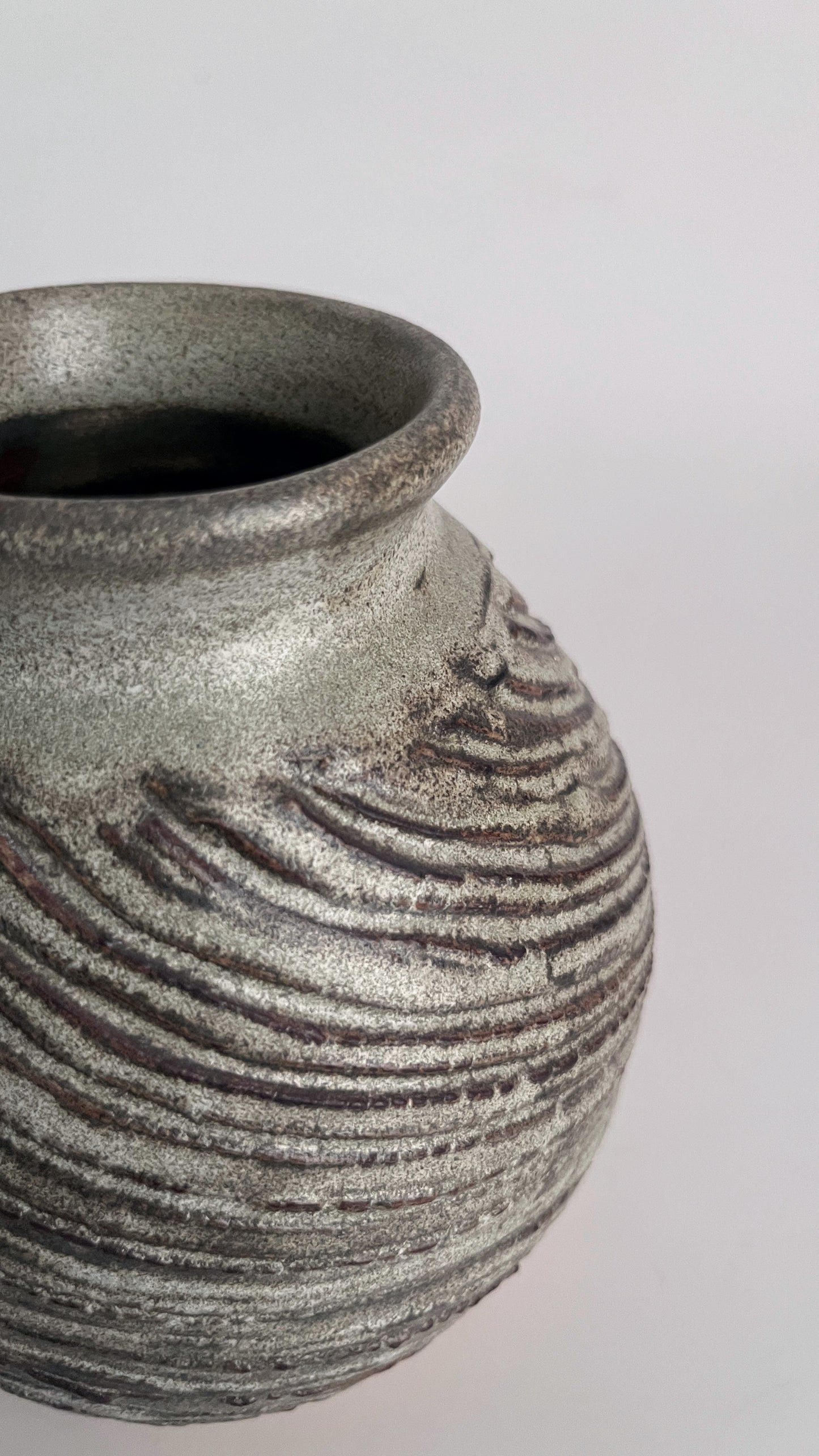 Textured Pistachio-Brown Swirls Vase