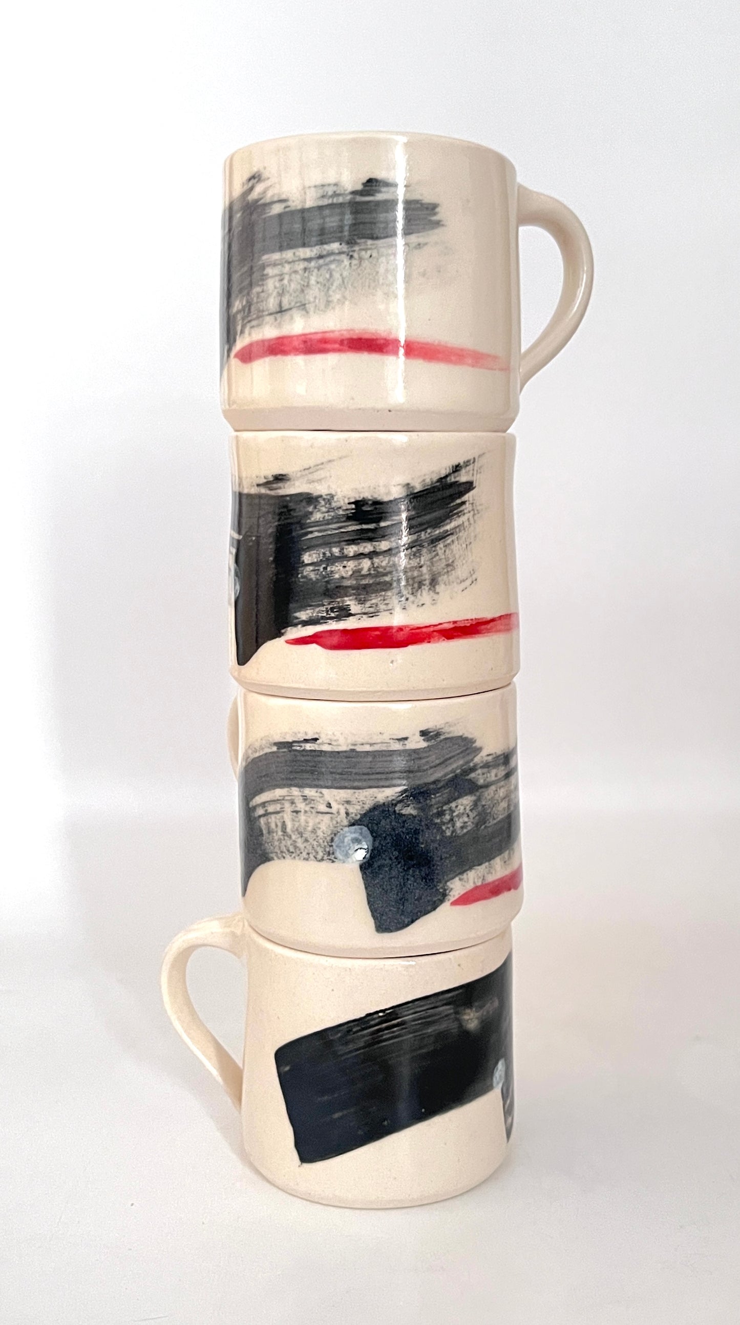 Abstract Black Brushstroke Mugs