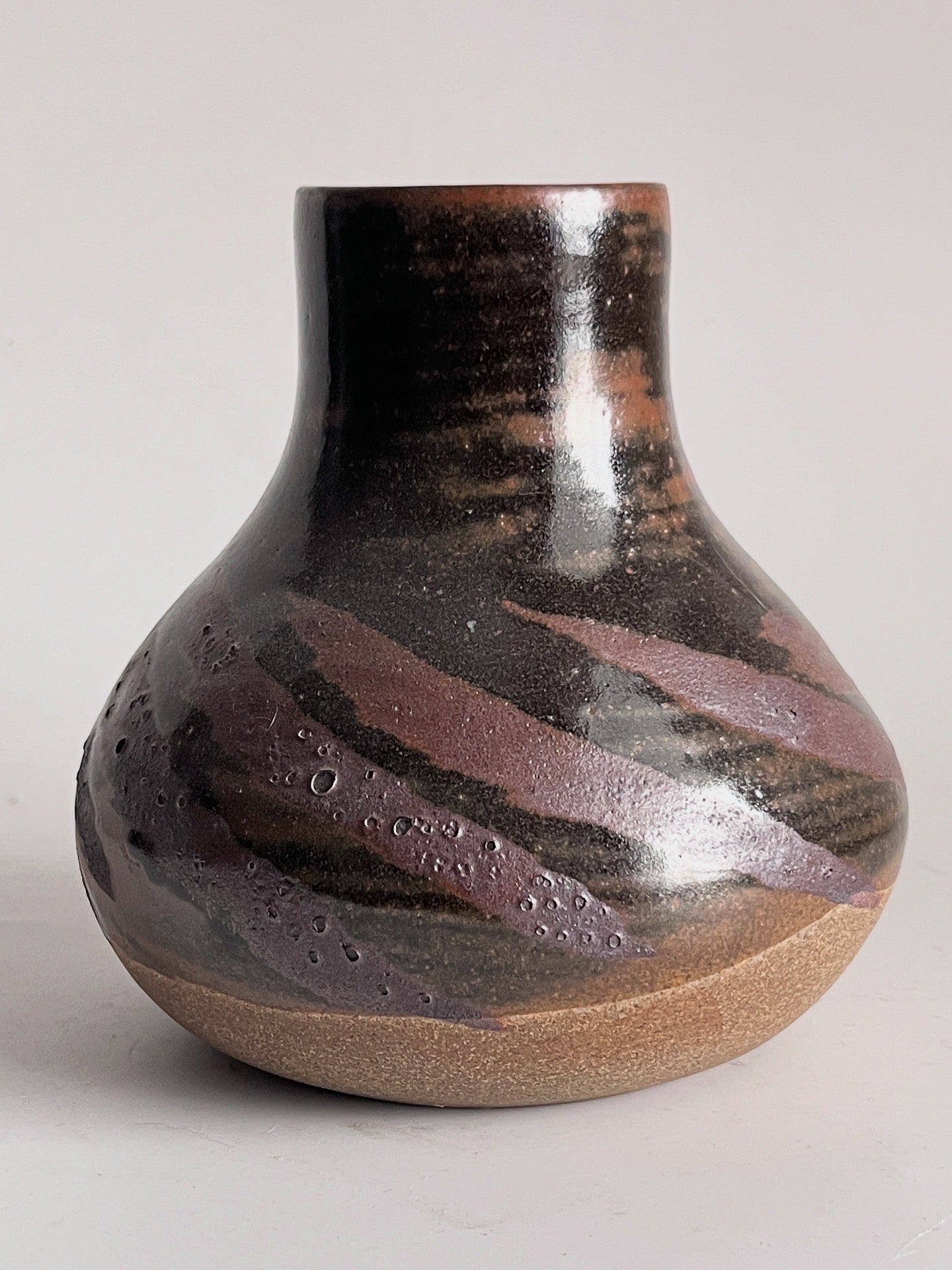 Dark Brown Marbled Vase - Bottle