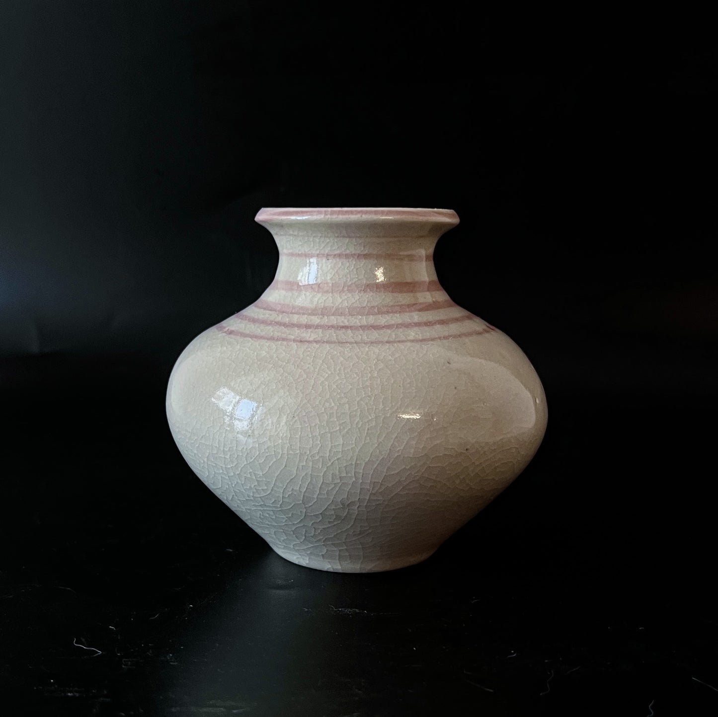 Cream Vase with Peach Stripes