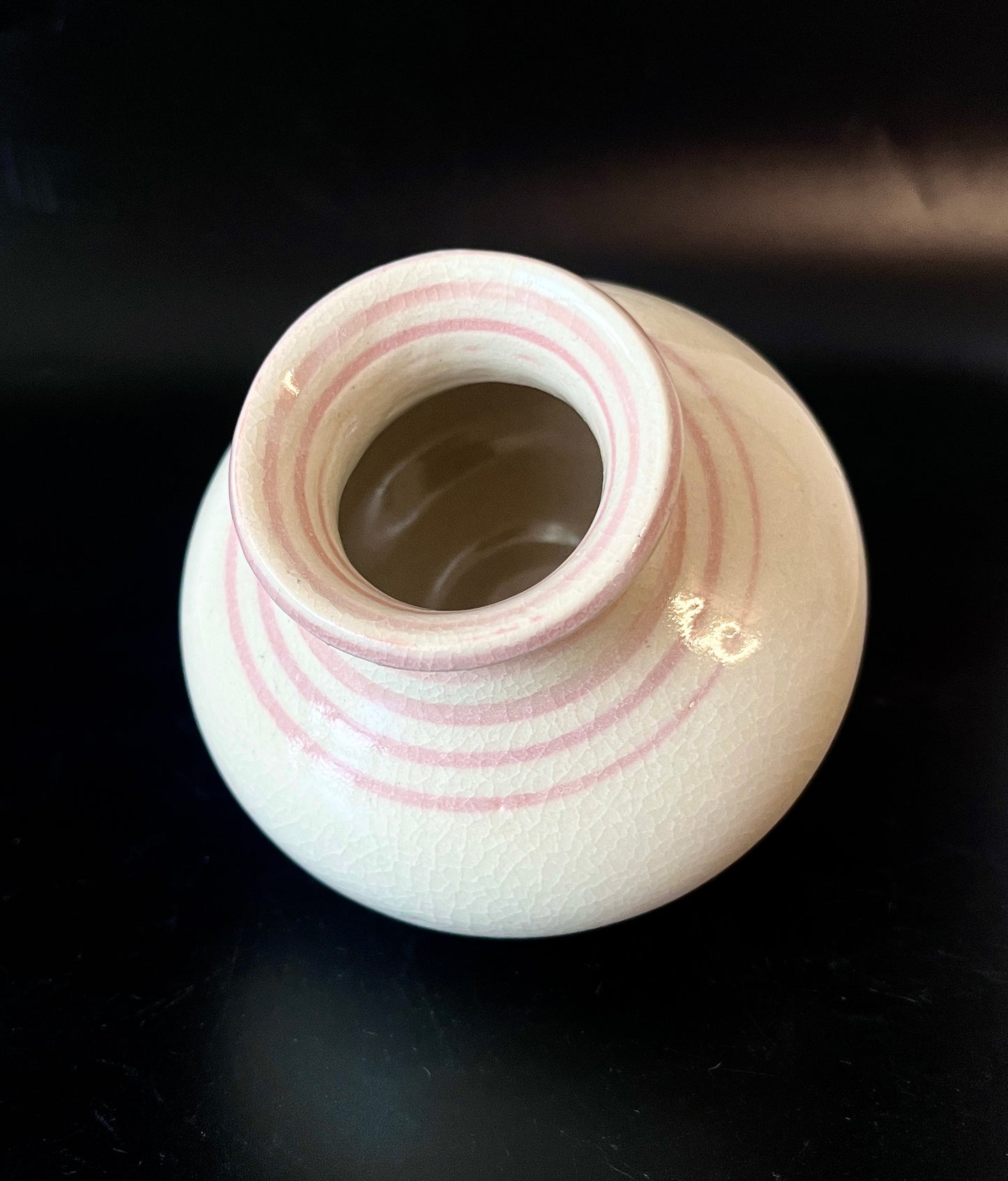 Cream Vase with Peach Stripes