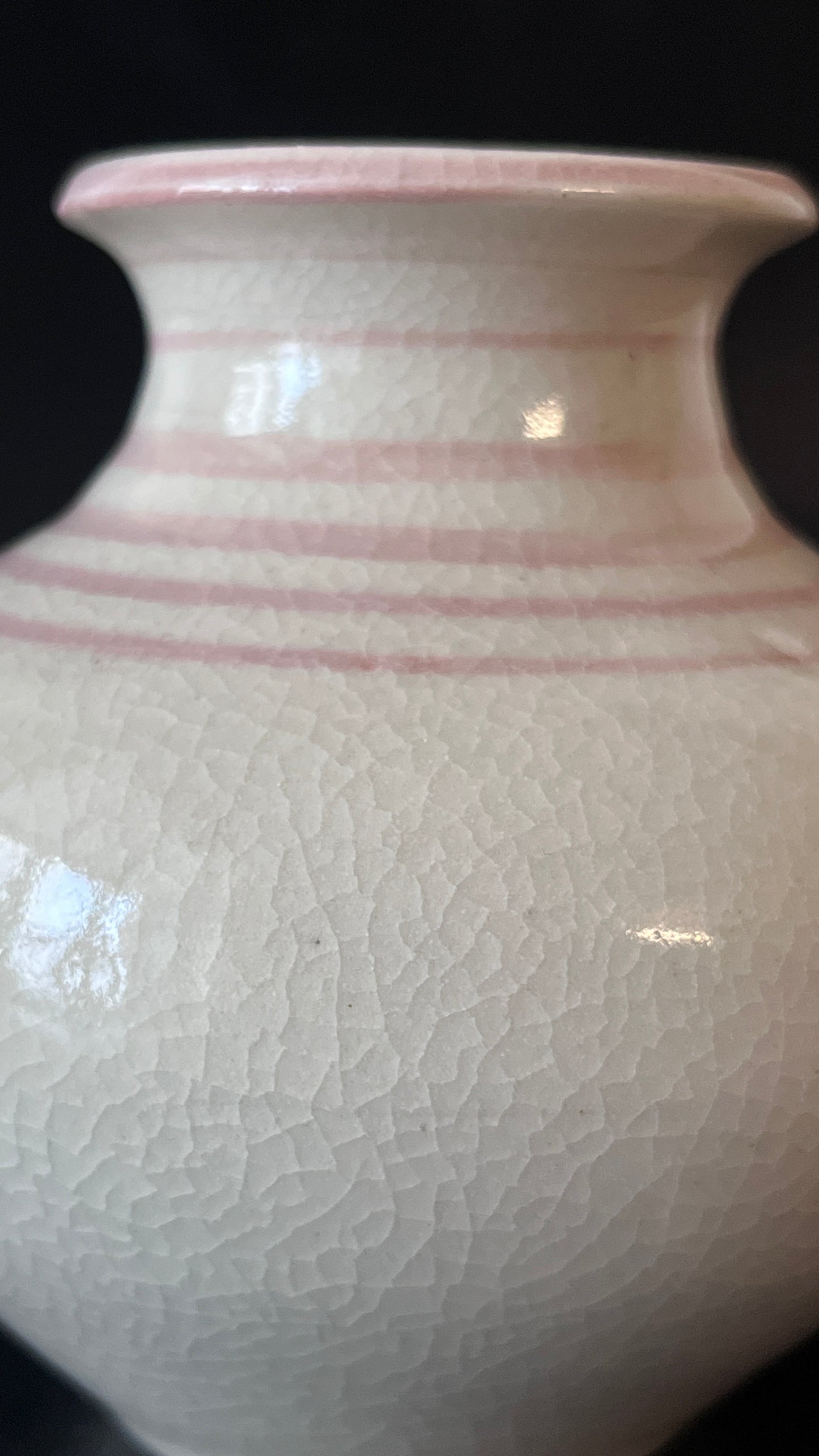 Cream Vase with Peach Stripes