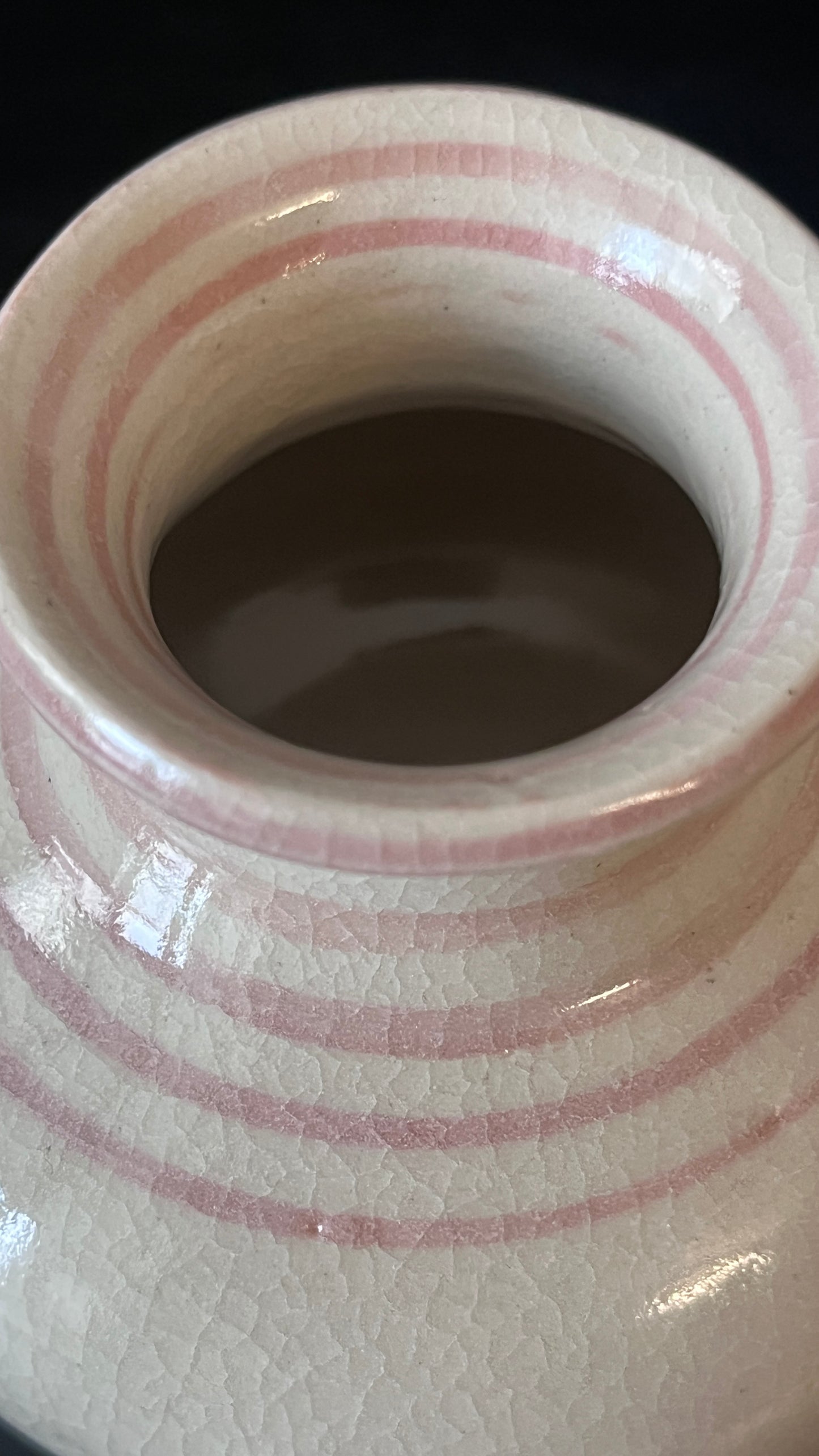 Cream Vase with Peach Stripes