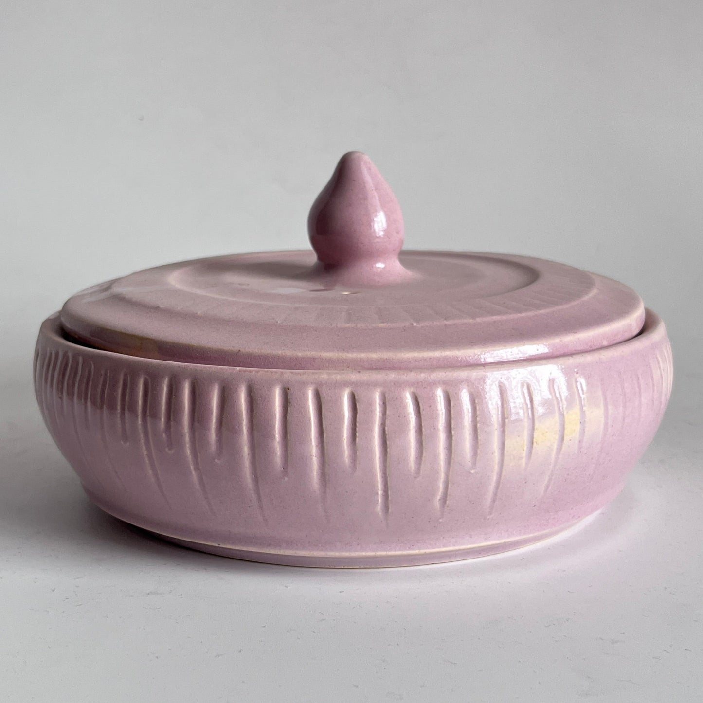 Soft Pink Casserole w/ carved pattern