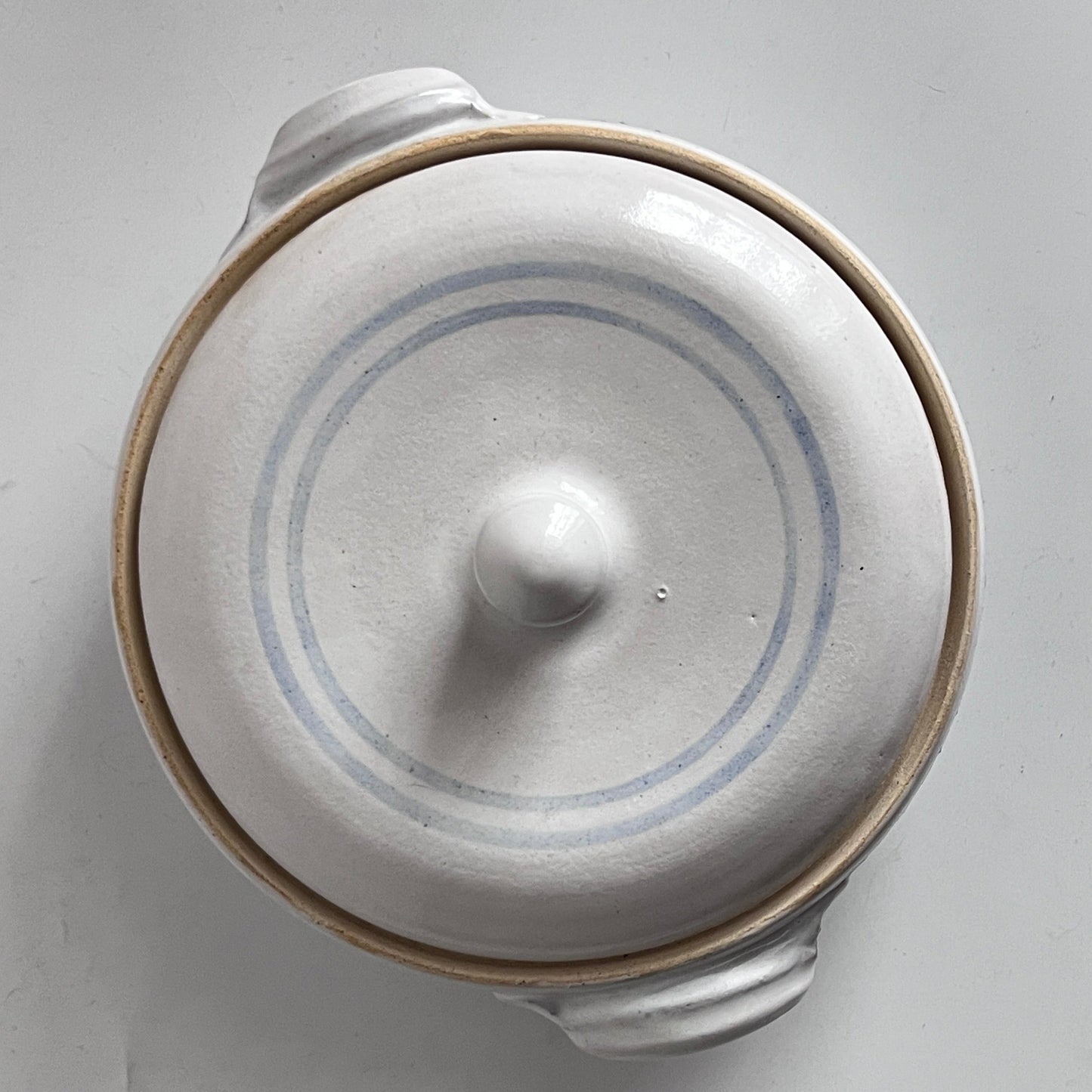 White & Blue Casserole w/ carved pattern