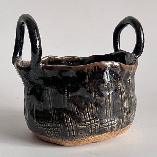 Textured Basket - Brown and Blue