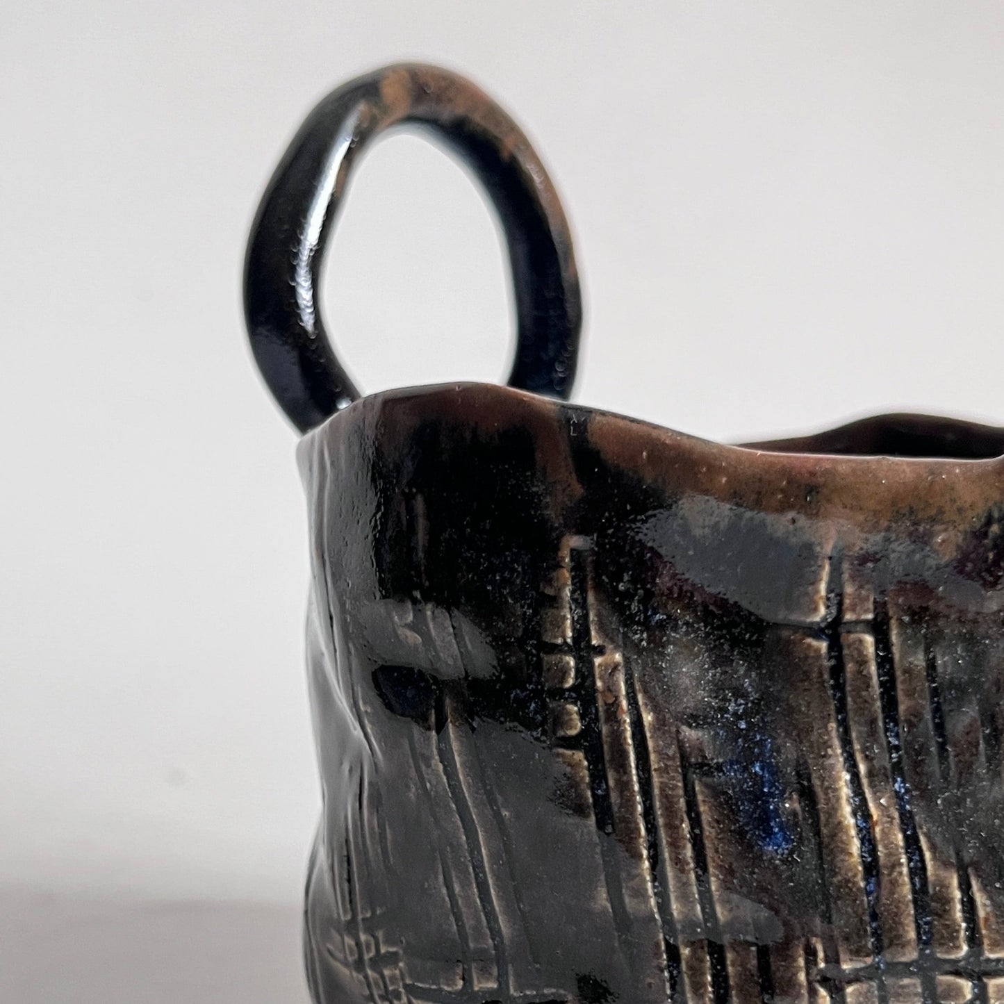 Textured Basket - Brown and Blue