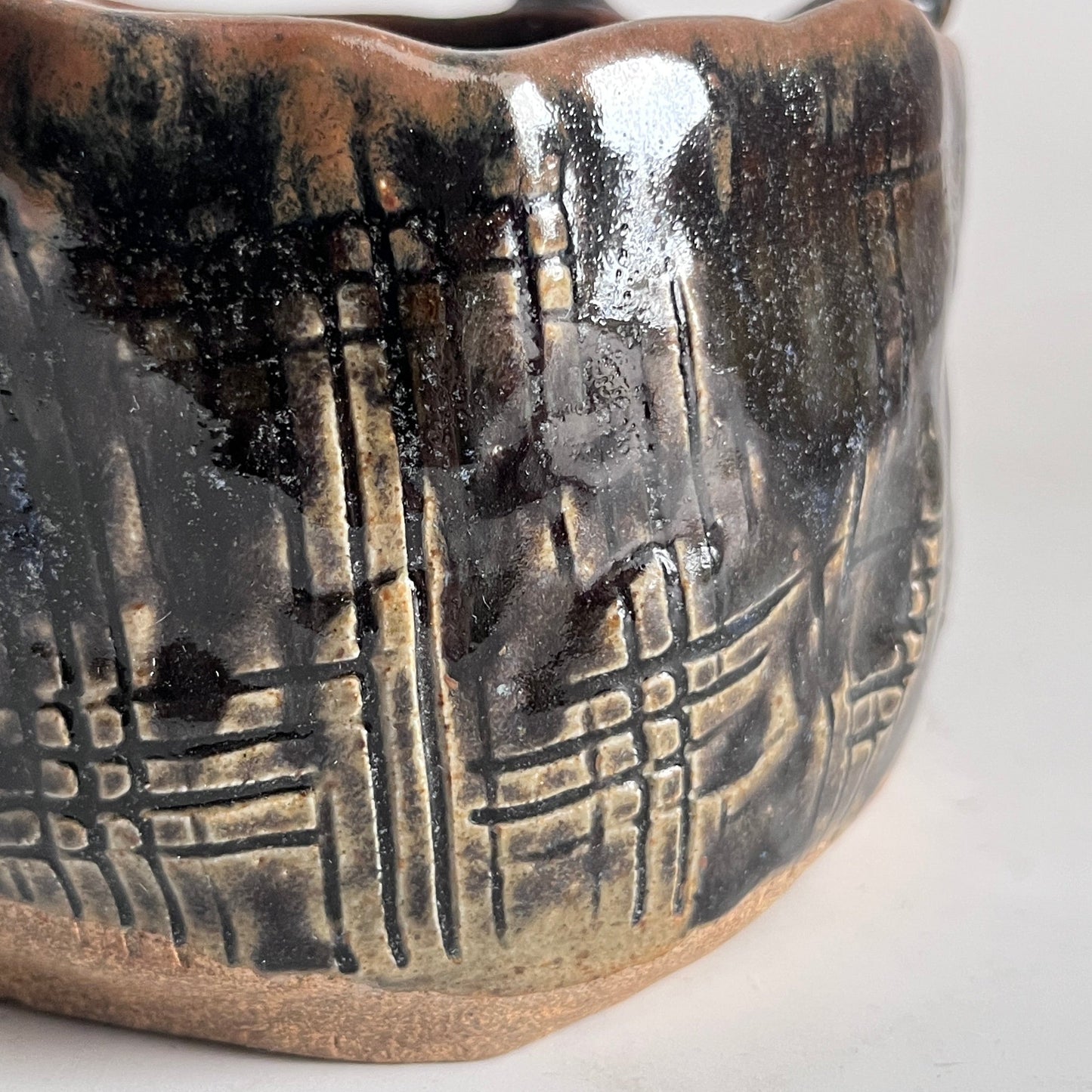 Textured Basket - Brown and Blue
