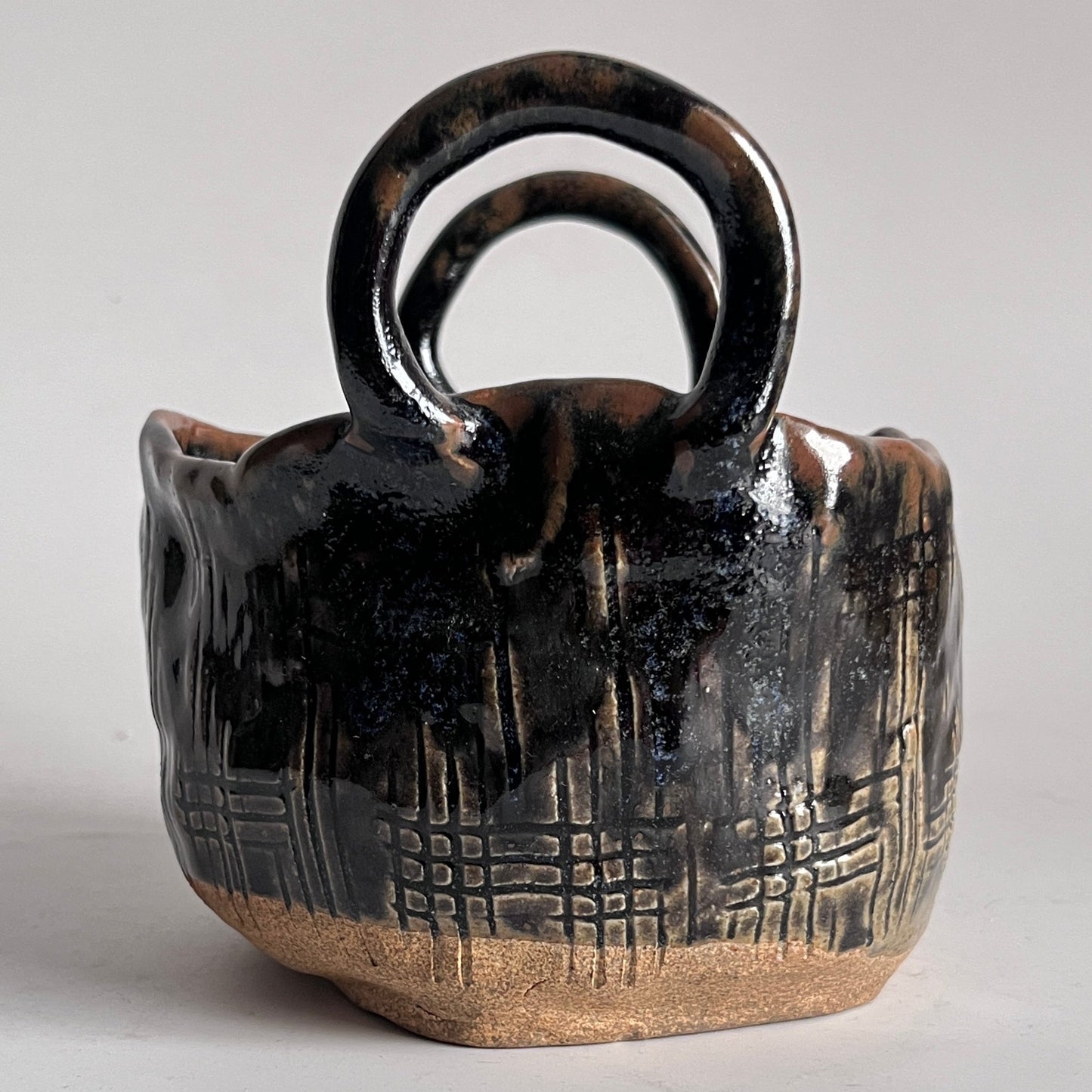 Textured Basket - Brown and Blue