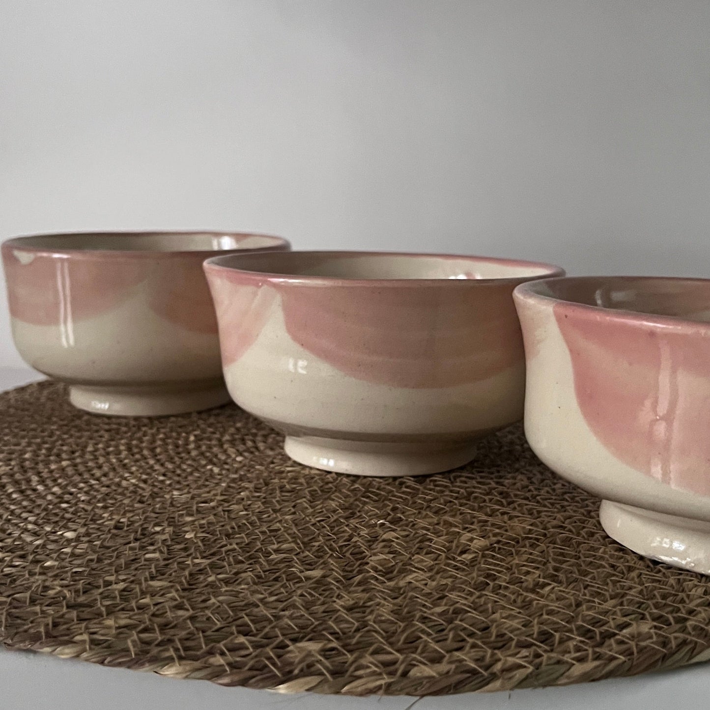 Angular-Round Bowl w/ Peach-Pink pattern