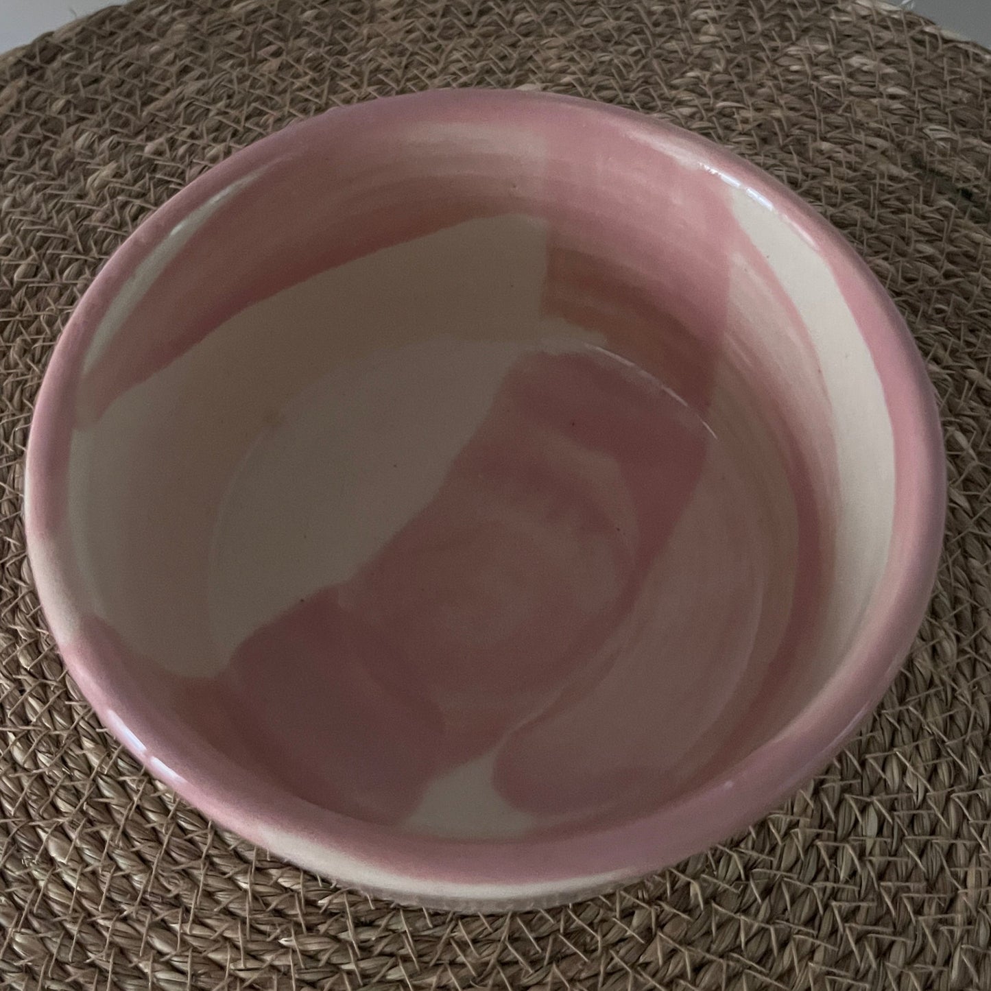 Angular-Round Bowl w/ Peach-Pink pattern