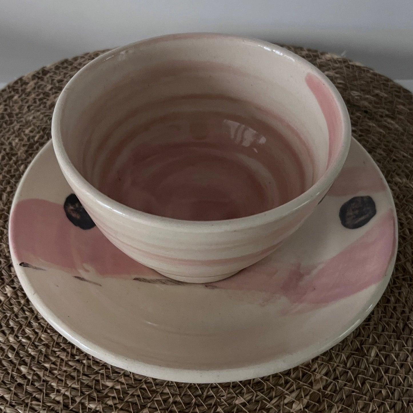 Small Plate w/ Peach-Pink pattern