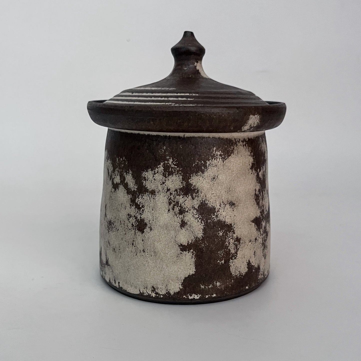 Jar (Cylinder - Dome) - Textured White and Brown