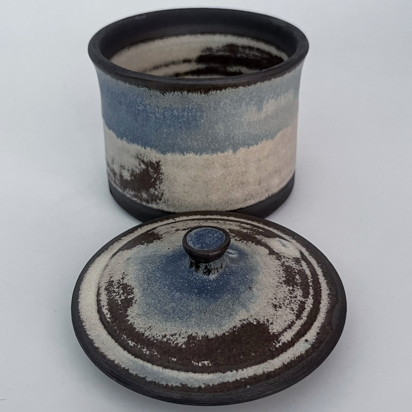 Jar (Cylinder - Wide) - White and Blue
