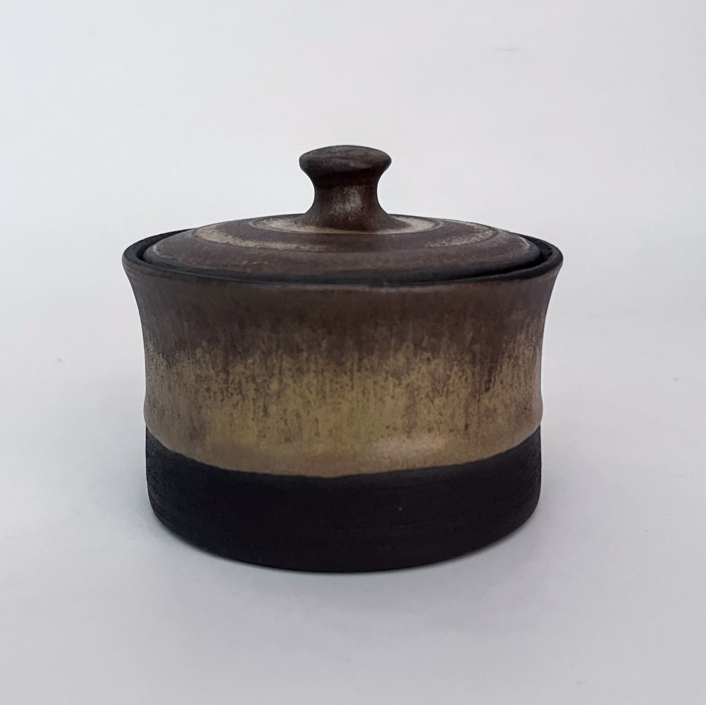 Jar (Cylinder - Wide) - Golden Ochre and Brown