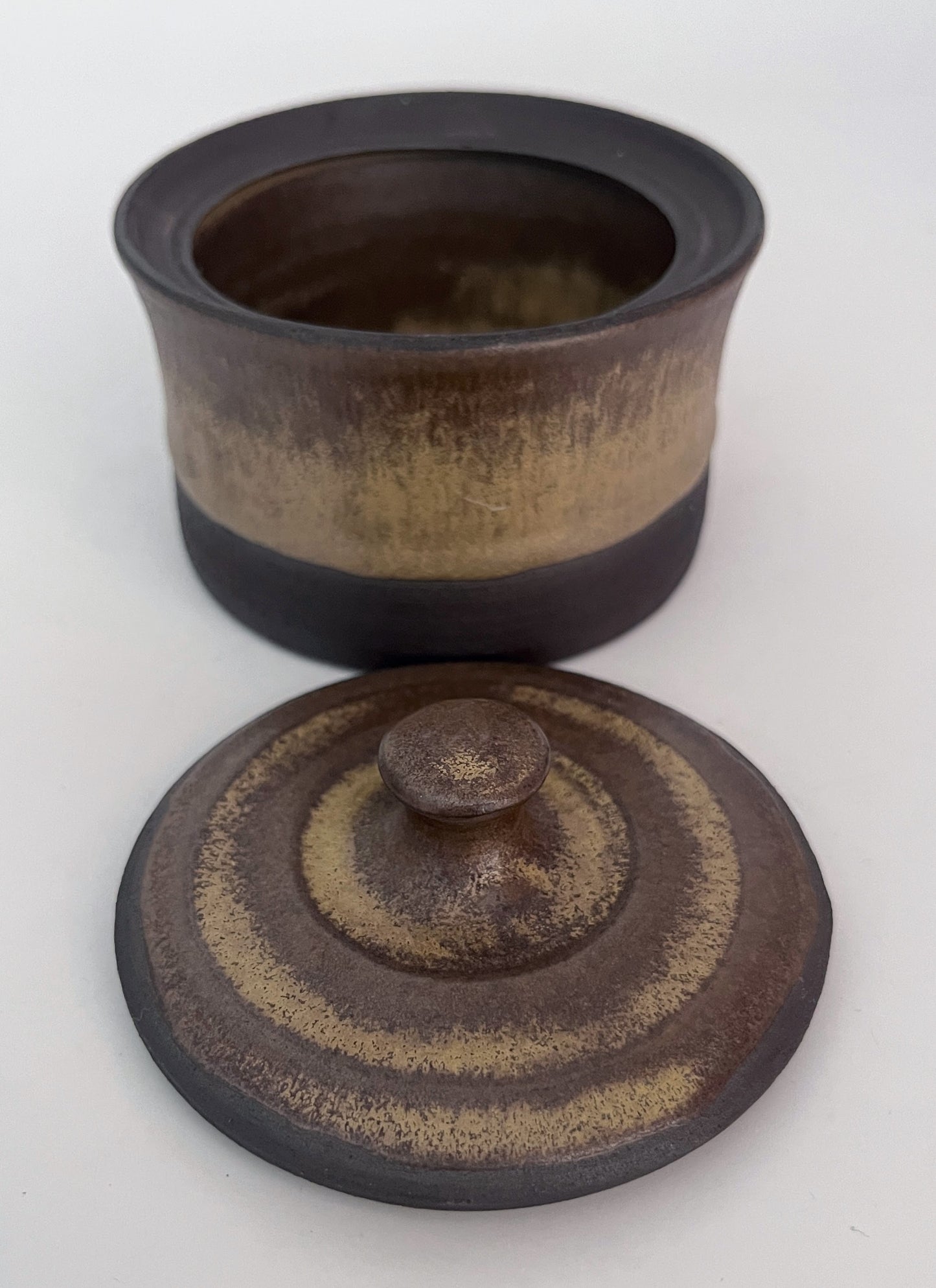 Jar (Cylinder - Wide) - Golden Ochre and Brown
