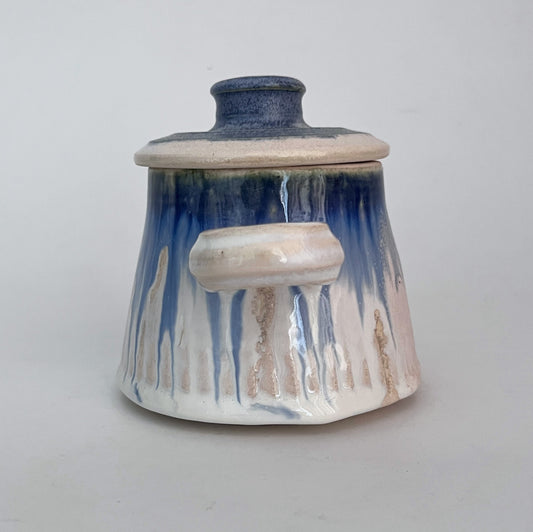 Jar (Wide Bottom) - Blue and White