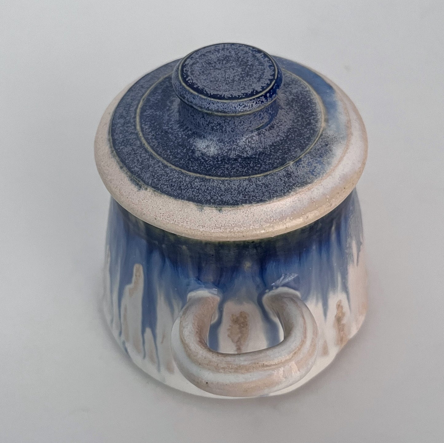 Jar (Wide Bottom) - Blue and White