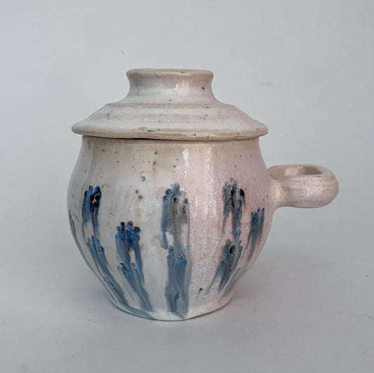 Jar (Round) w/ Floral Pattern - Blue and White
