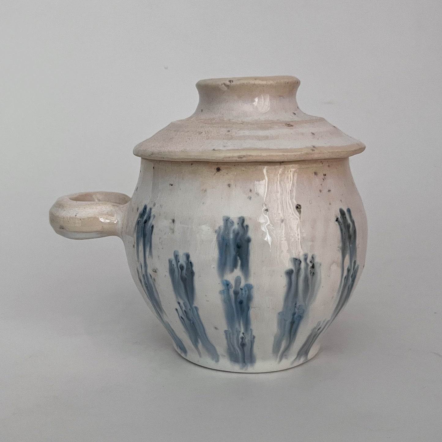 Jar (Round) w/ Floral Pattern - Blue and White