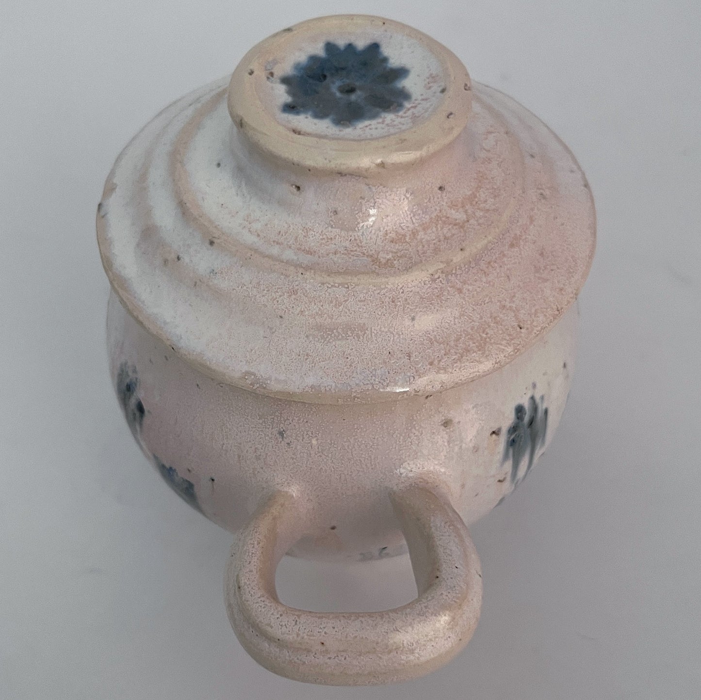 Jar (Round) w/ Floral Pattern - Blue and White