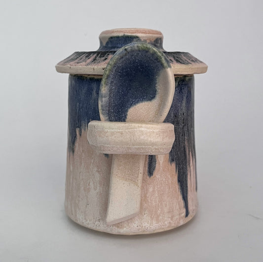 Jar (Cylinder) - Blue and White w/ Black Pattern