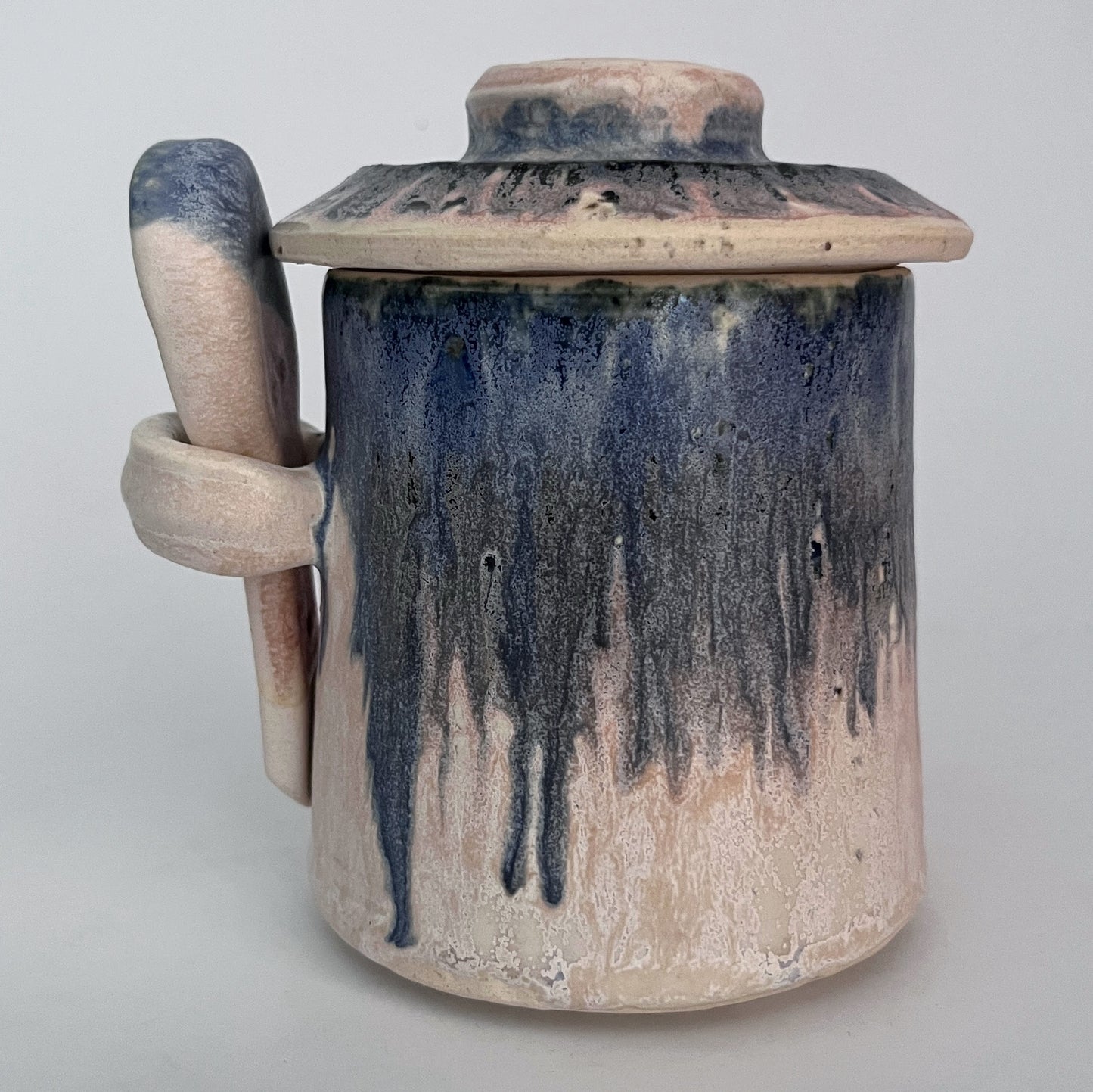 Jar (Cylinder) - Blue and White w/ Black Pattern