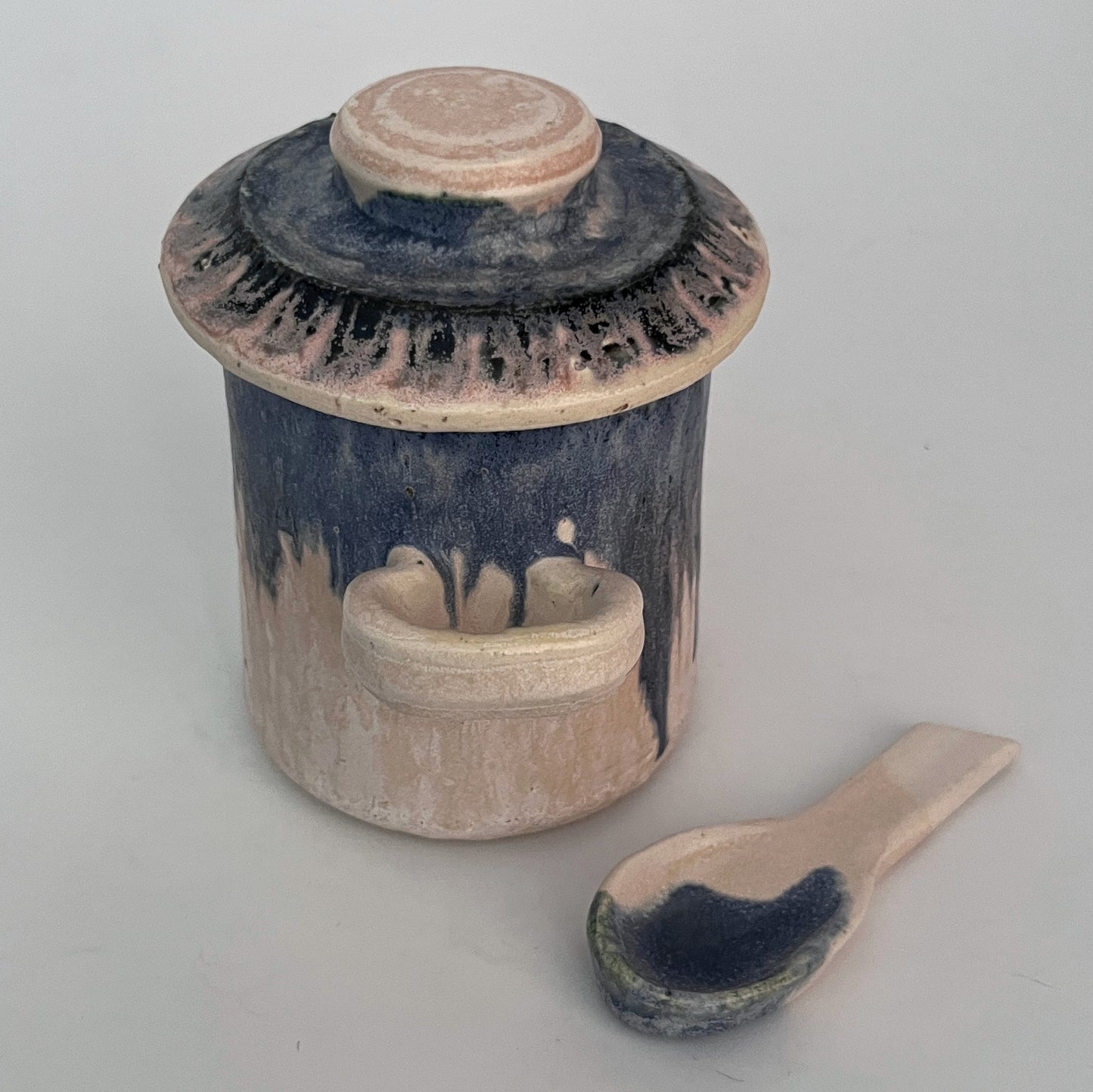 Jar (Cylinder) - Blue and White w/ Black Pattern