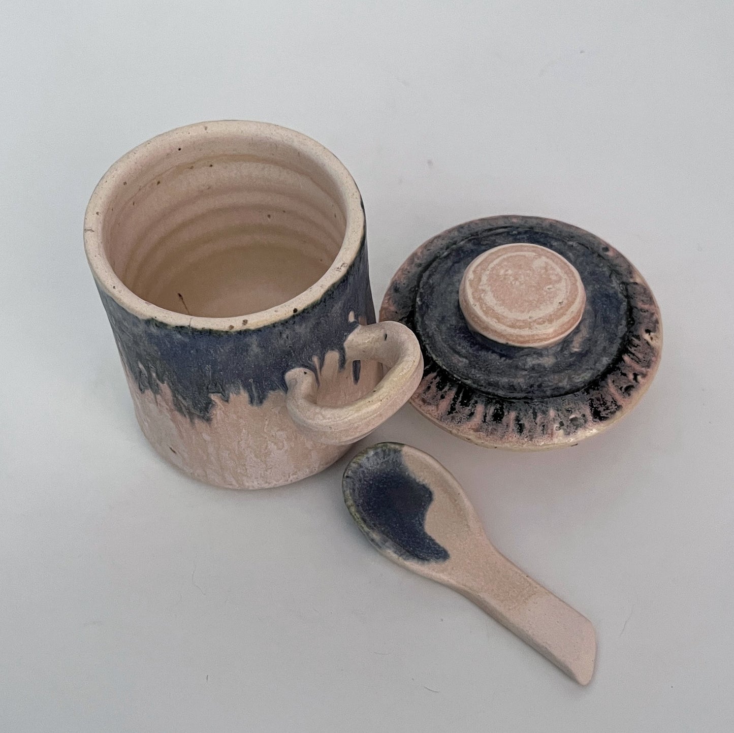 Jar (Cylinder) - Blue and White w/ Black Pattern