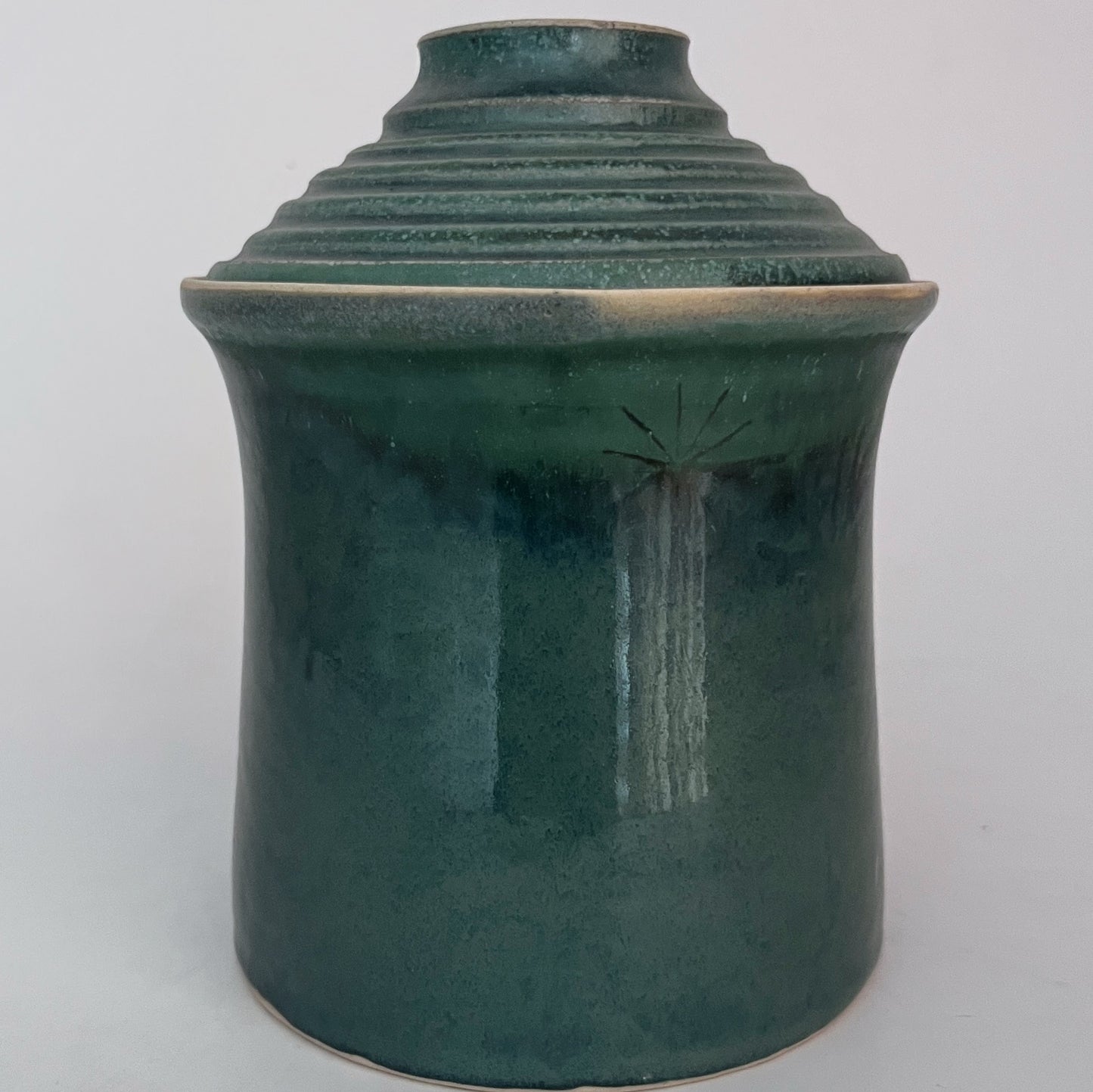 Jar (Cylinder) w/ Stepped Lid - Emerald Green-Blue