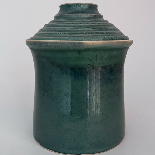 Jar (Cylinder) w/ Stepped Lid - Emerald Green-Blue