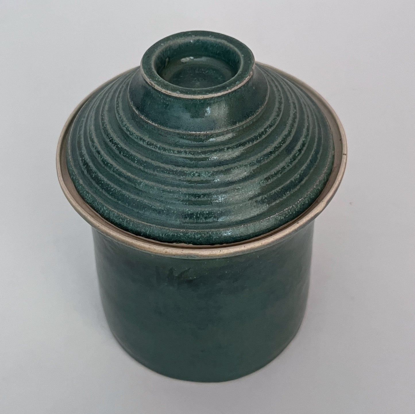 Jar (Cylinder) w/ Stepped Lid - Emerald Green-Blue