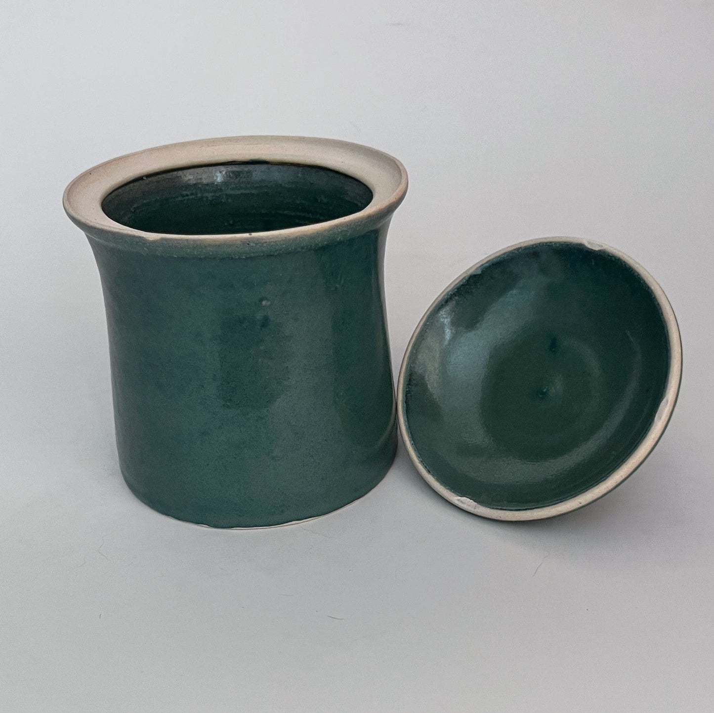 Jar (Cylinder) w/ Stepped Lid - Emerald Green-Blue