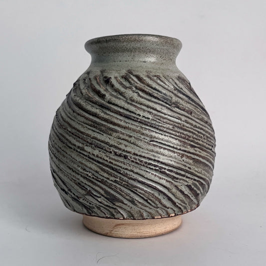 Textured Pistachio-Brown Swirls Vase