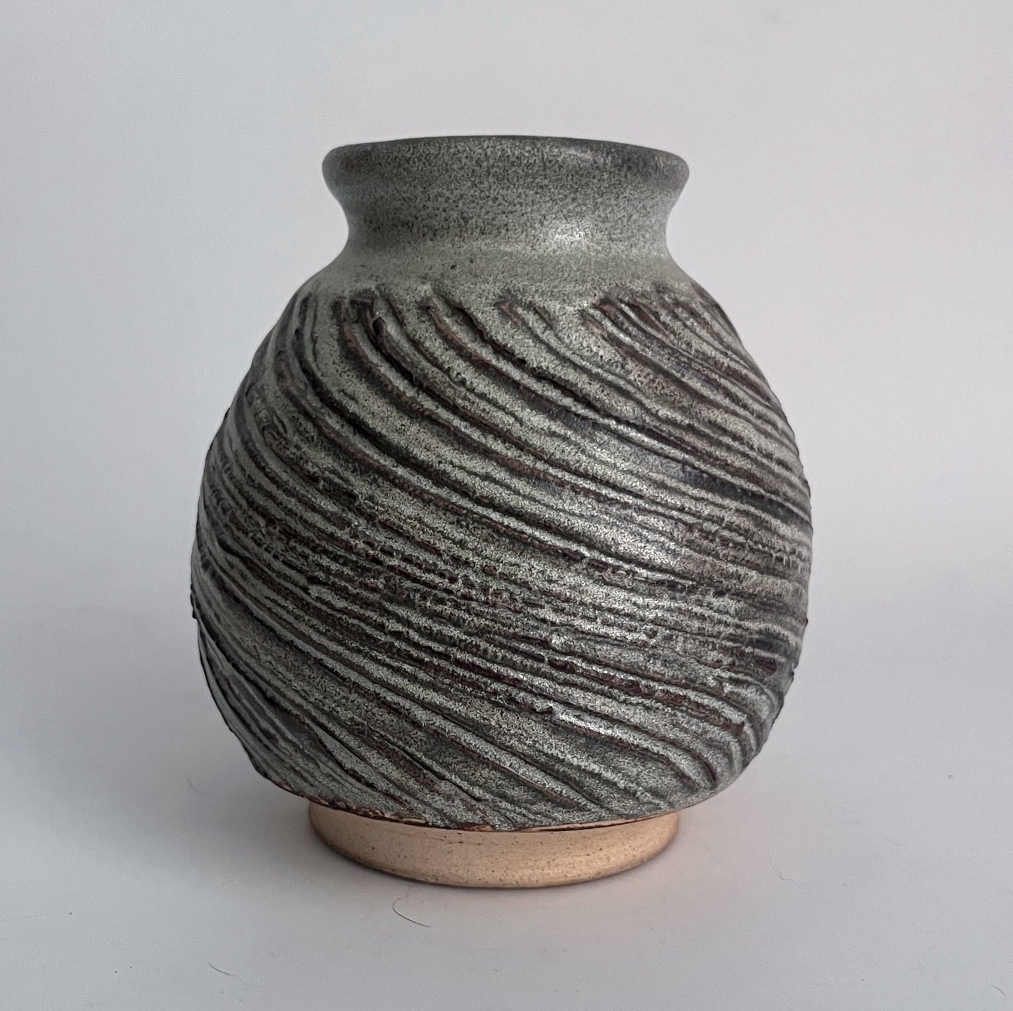Textured Pistachio-Brown Swirls Vase