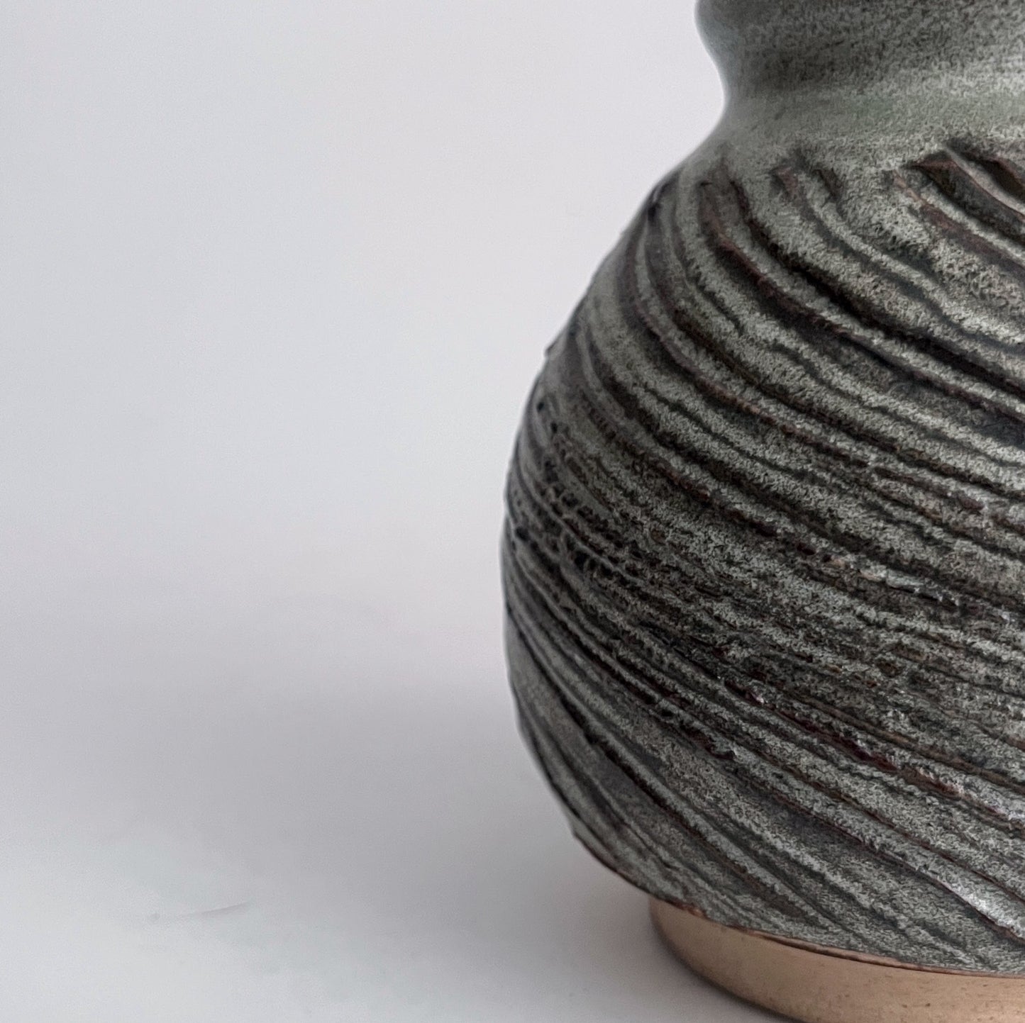 Textured Pistachio-Brown Swirls Vase