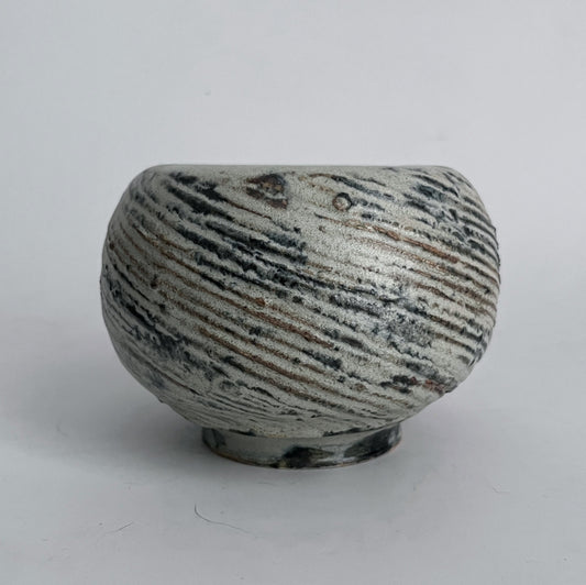 Textured Pistachio-Brown Swirls Vase - Round