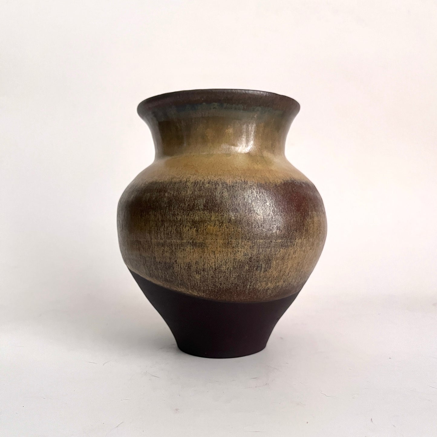 Vase w/ Tapered Base - Golden Ochre and Brown