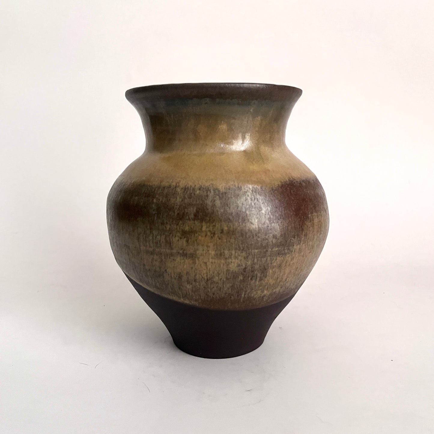 Vase w/ Tapered Base - Golden Ochre and Brown