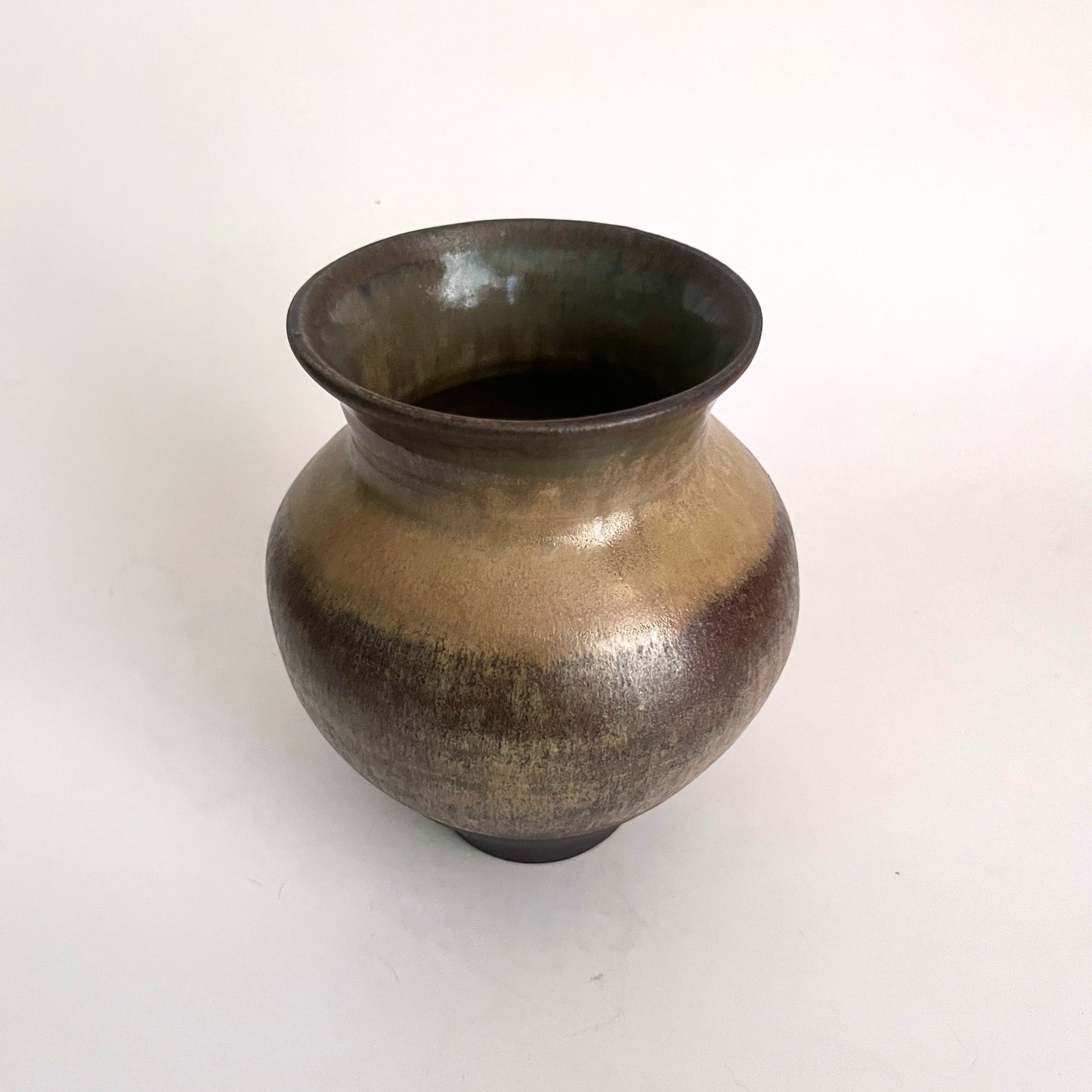 Vase w/ Tapered Base - Golden Ochre and Brown