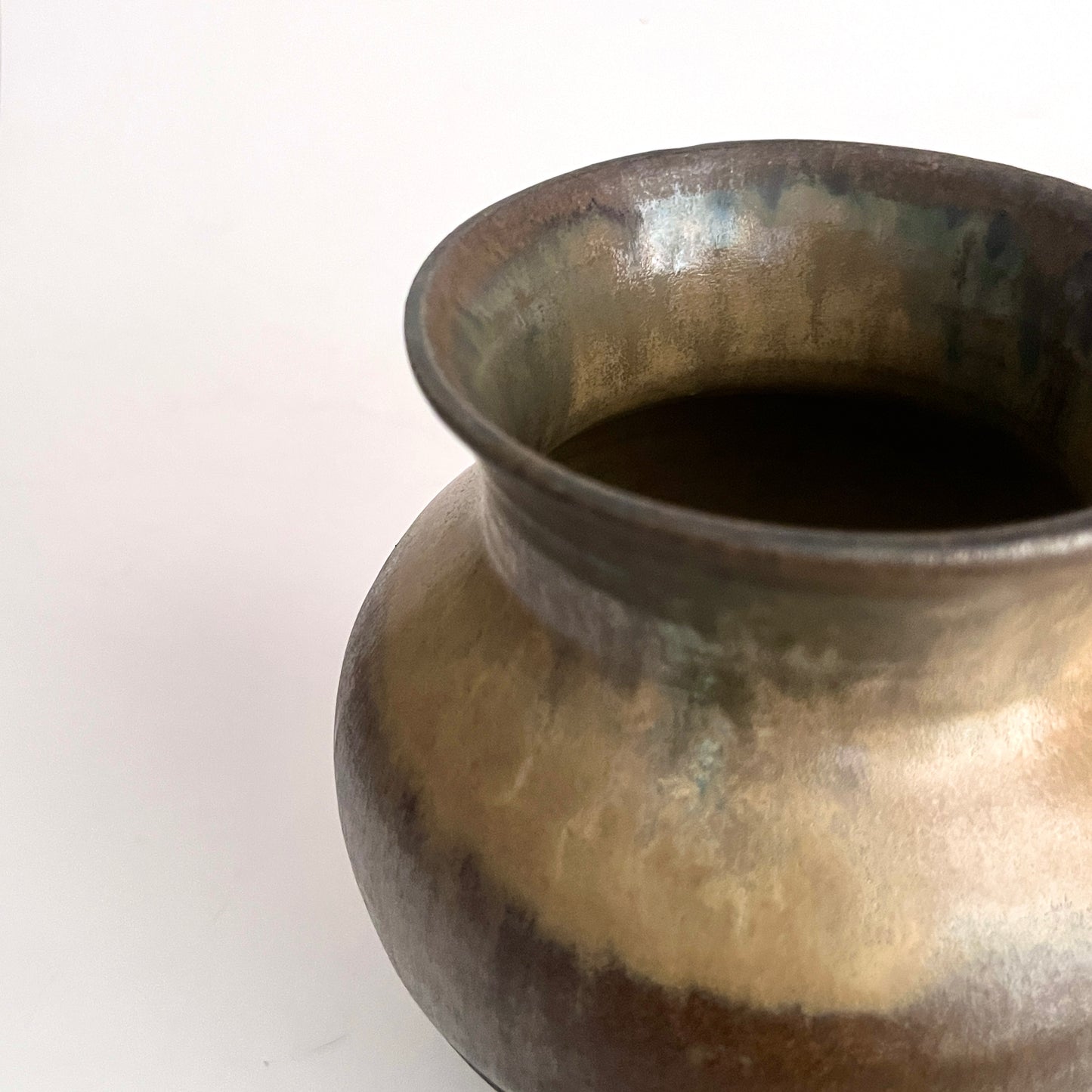 Vase w/ Tapered Base - Golden Ochre and Brown