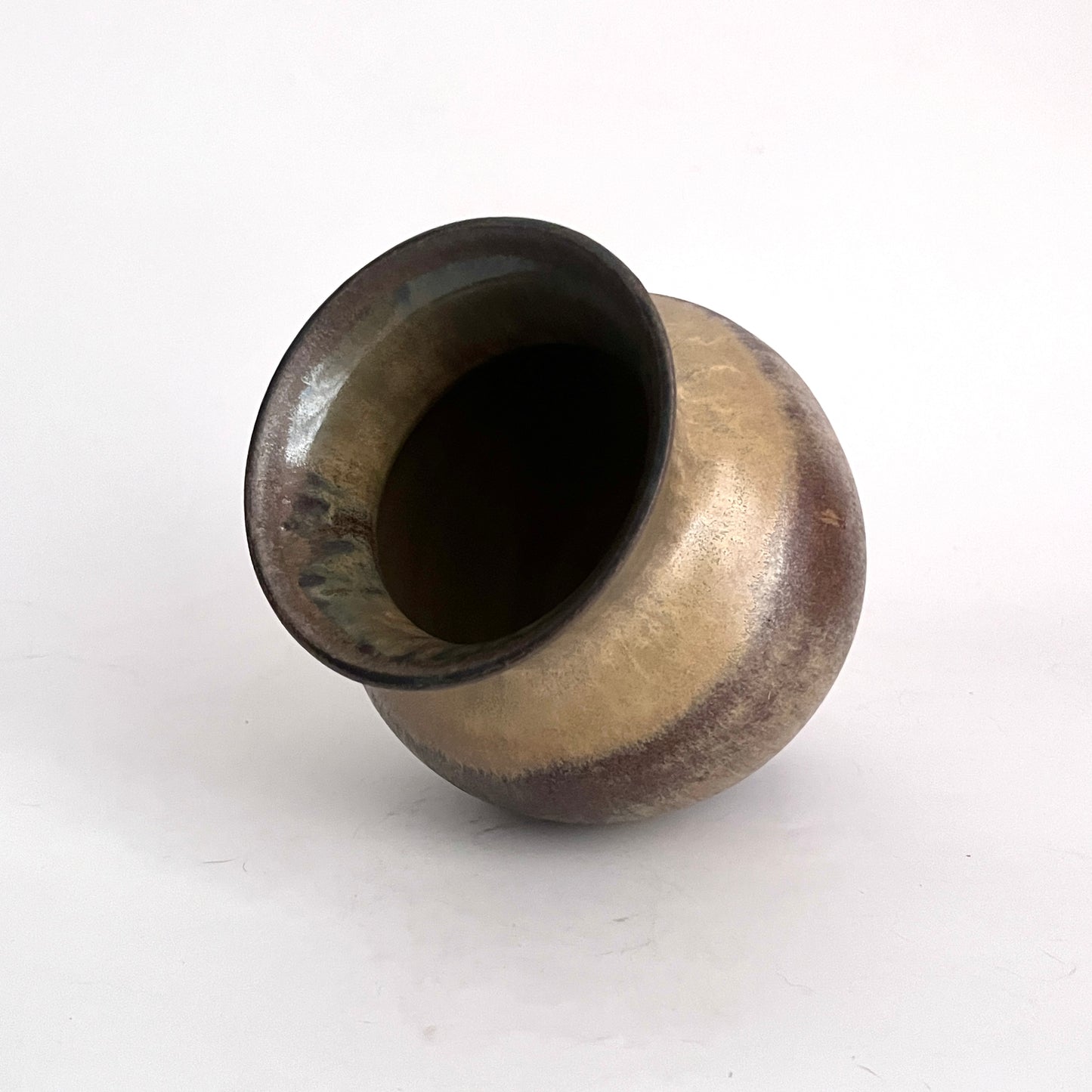 Vase w/ Tapered Base - Golden Ochre and Brown