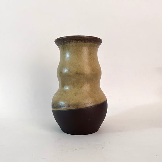 Wavey Vase - Golden Ochre and Brown