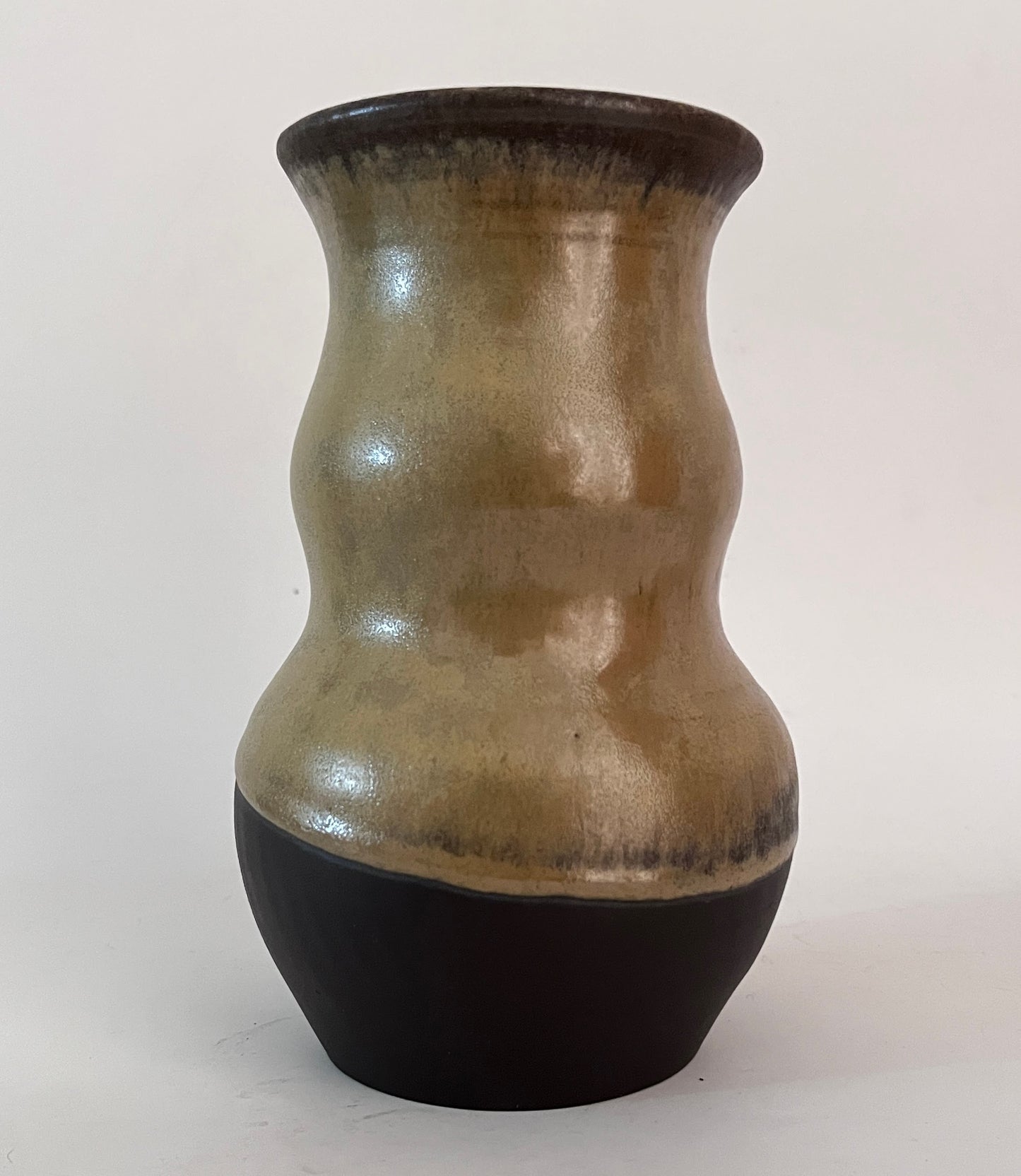 Wavey Vase - Golden Ochre and Brown