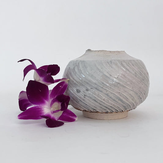 Textured Grey Swirls Vase - Round