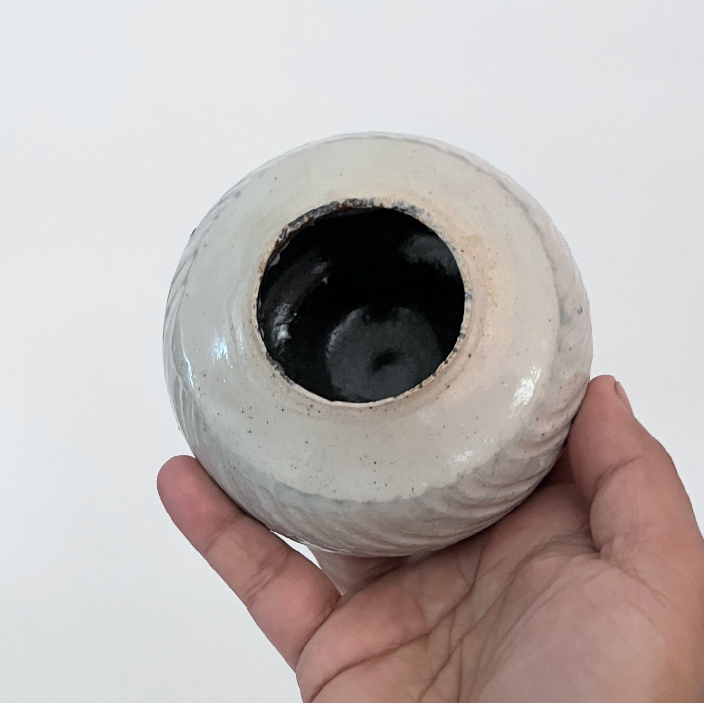 Textured Grey Swirls Vase - Round