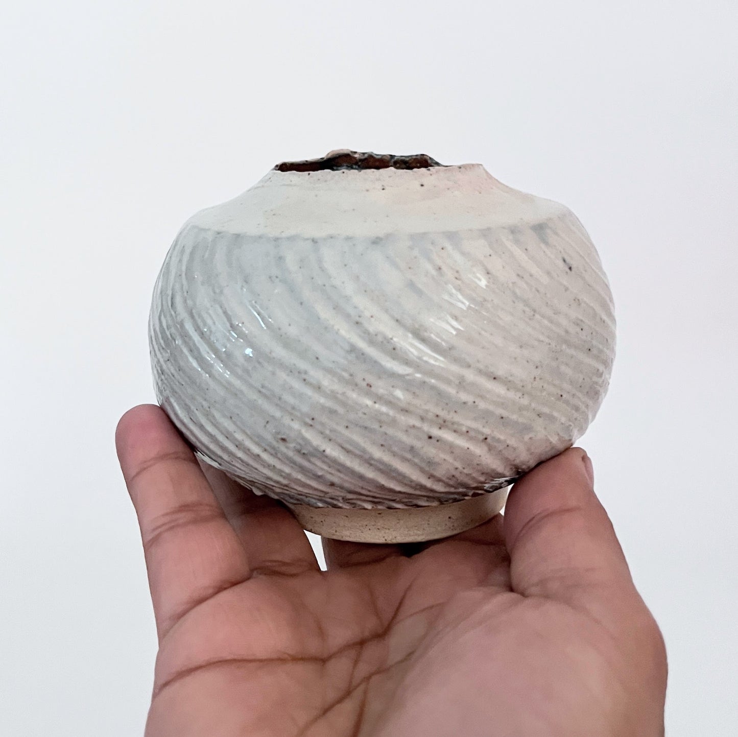 Textured Grey Swirls Vase - Round