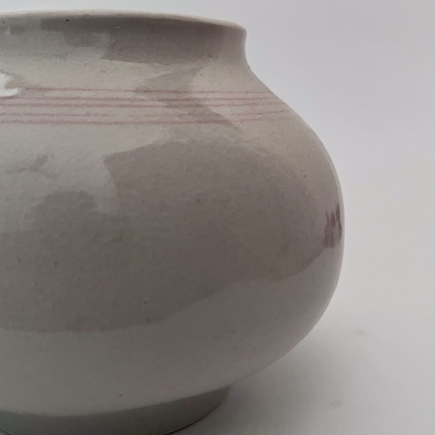 Cream Vase with Peach Stripes - Round