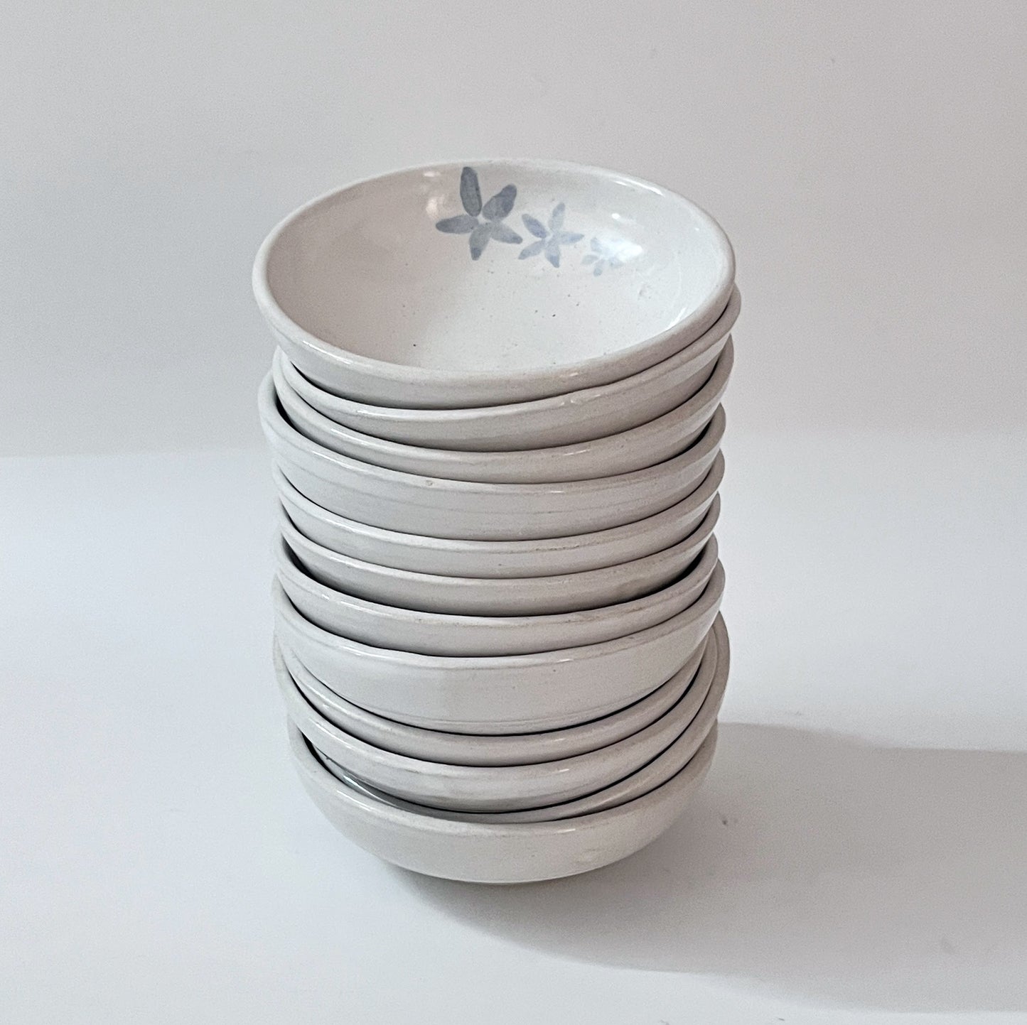 Floral Shallow Bowls - White and Blue
