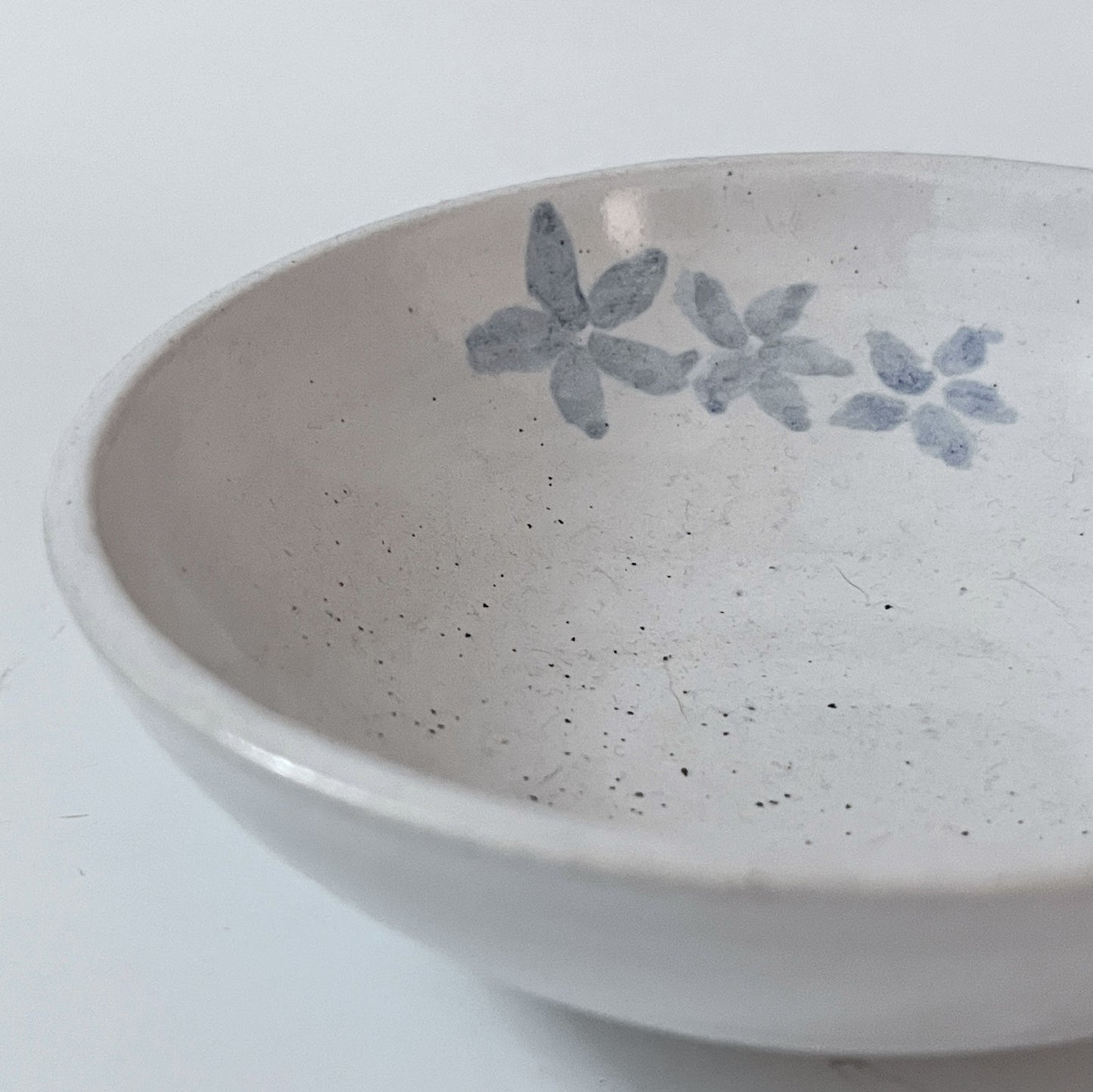 Floral Shallow Bowls - White and Blue